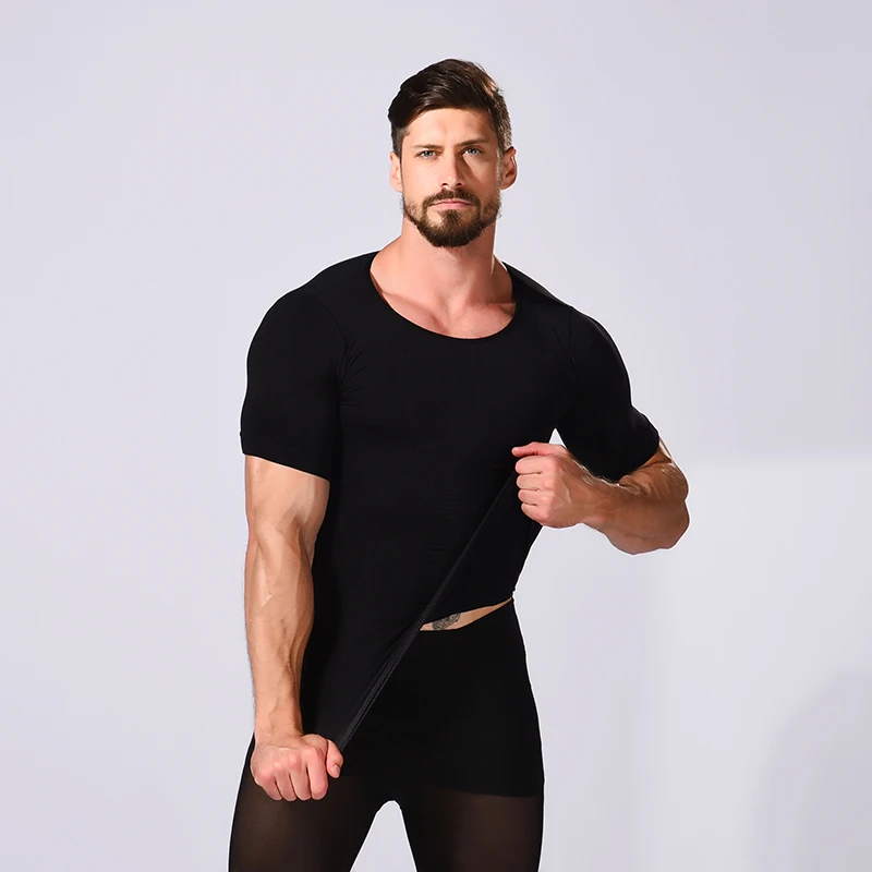 Professional manufacturer wholesale men elasticity breathable slim shapewear fit t shirt