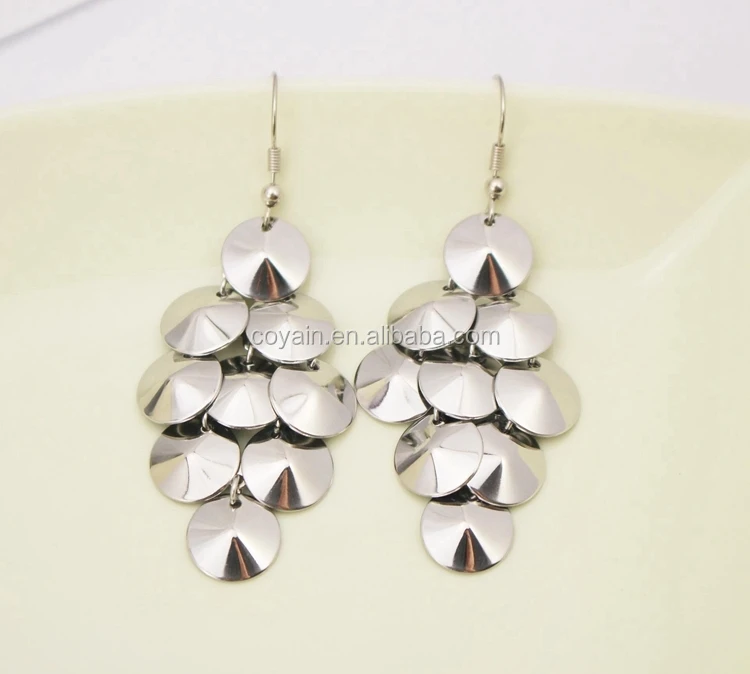 Cool Silver dangle earrings charm earrings stainless steel shiny high polish dangle earrings for women