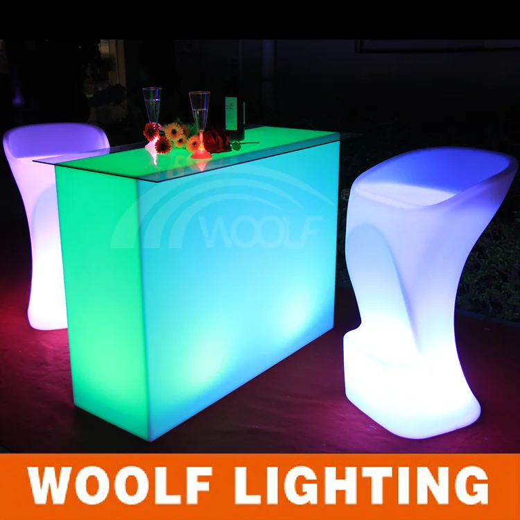 Glowing Rectangular LED Cocktail Lounge Table LED Party Events Lighting Up Decorative Table
