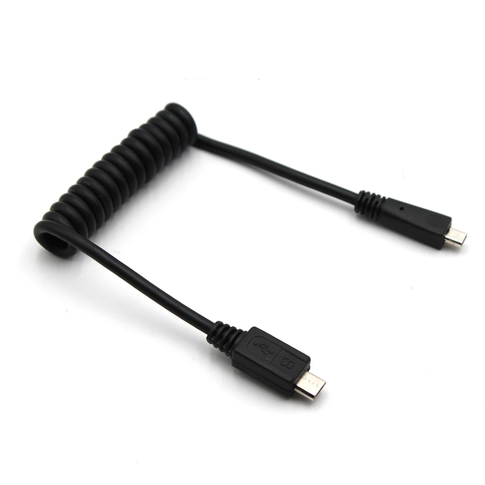 Custom Curly Spring Spiral Wire Coiled Micro USB B to AV UC-E6 Cable