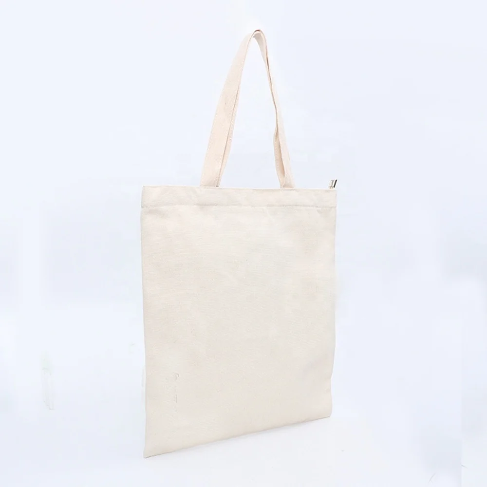 Custom Reusable Canvas Cotton Zipper Tote Shoulder Shopping Bags with inside pocket Zipper