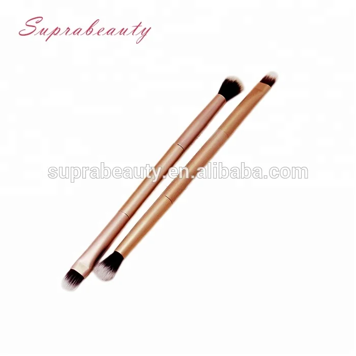 High quality synthetic hair double head makeup double sided aluminum handle cosmetic eye shadow mixing brush
