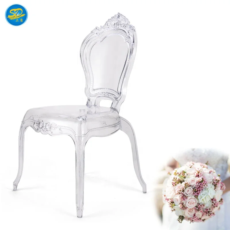 Luxury Rental Royal Black Clear Acrylic Plastic Wedding Crystal Chair