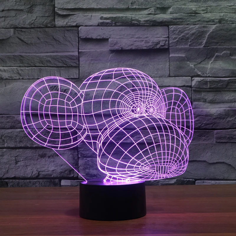 FS3055 Big Ears Monkey Kids Night Light Animal Led 3D Table Lamps