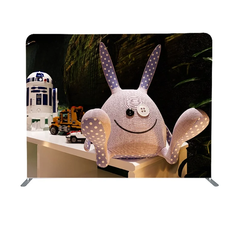 custom standard portable tension fabric aluminum tubes frame stand trade show collapsible backdrop with custom logo