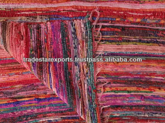 Indian traditional beautiful ethnic hand loomed decorative rag rag large carpet