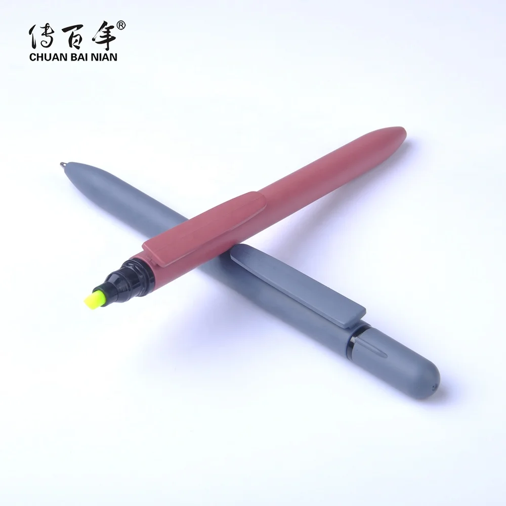 New Design Promotional Simple Double Side Ball Pen with Highlighter