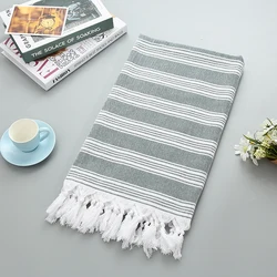 Turkish 100% Cotton Tassels Terry Beach Towel Custom Printed Wholesale Jacquard Beach Turkish Towel For Spa Hotel Picnic Beach