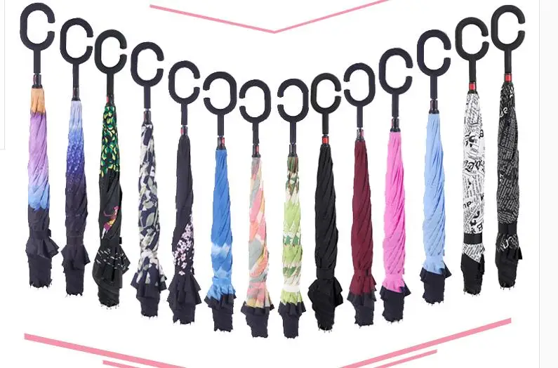 Easy auto open close foldable reverse inverted umbrella