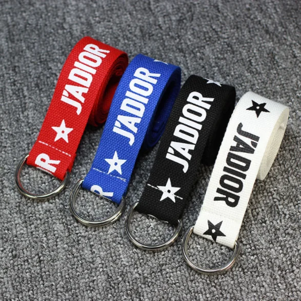 New Arrival Fancy Custom Name D Ring Cotton Canvas Casual Belts