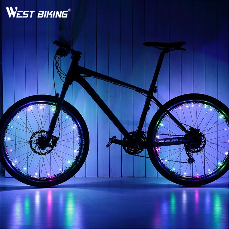 WEST BIKING Waterproof 18 LED Mountain Bike Bicycle Wheel Spoke Light USB Charging 2.2M Bike Light Road Cycling Lamp Light 1 Pcs