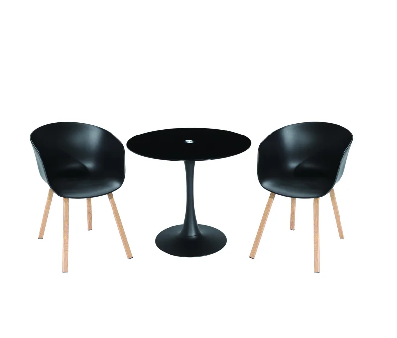 Современный дизайн, черный стеклянный чайный столик сталинизации центральный столик с 2 стула