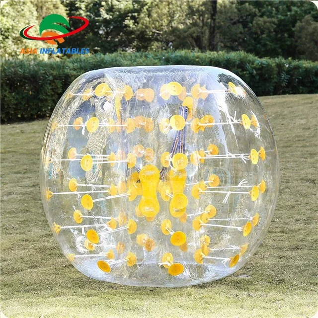 Interactive Game Inflatable Hamster Ball Soccer / Crazy Sport Yellow Dot Color Giant Inflatable Football Soccer Bubble Ball