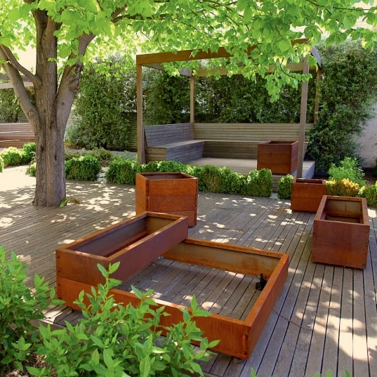 Decorative garden seed planter raised garden bed in corten steel