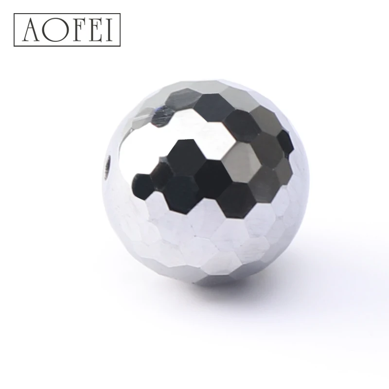 Natural gemstone suppliers 128 faceted terahertz beads for making bracelet