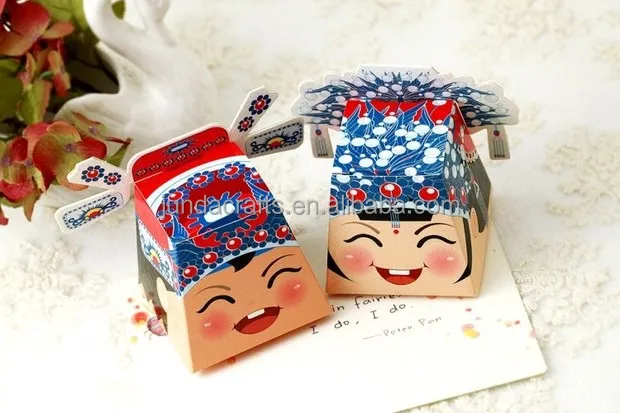 Bride and groom shaped small gift paper boxes for wedding favors candy and chocolates