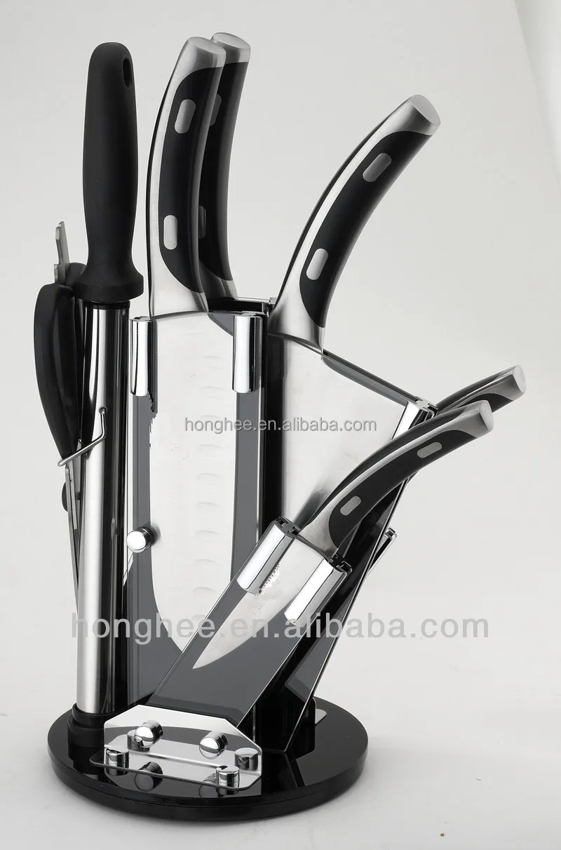 
Acrylic Stand 8PCS Knife Set With Red Handle 