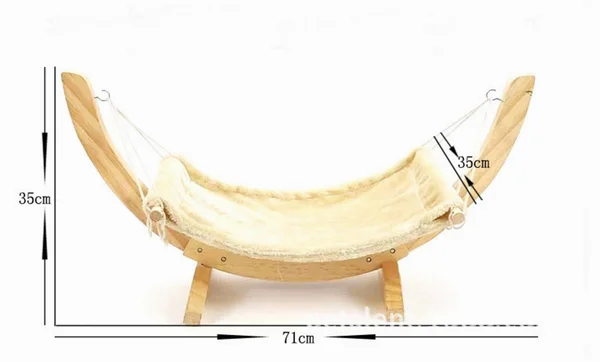 Wooden pet hammock swing with wood stand with soft comfortable cushion, cat hammock bed