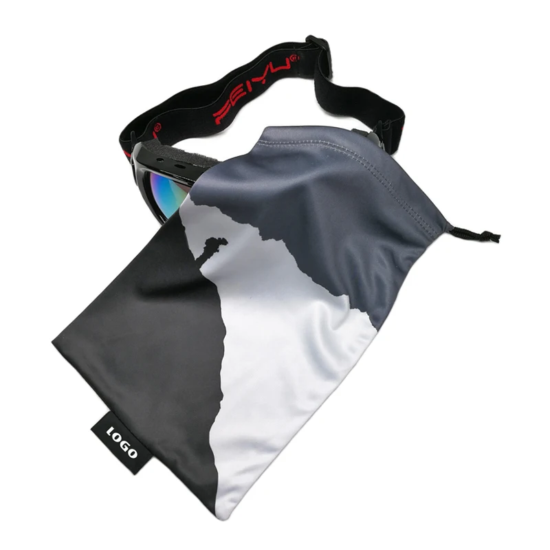 Custom microfiber pouch with single drawstring