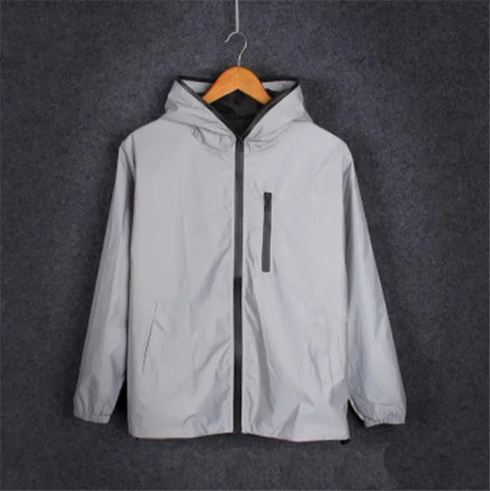 
Custom made blank unisex luminous 3M reflect light jacket hoodies 