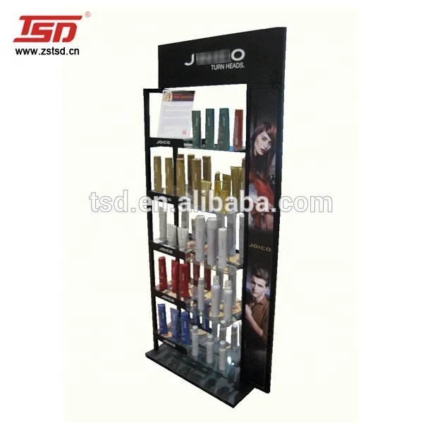 Custom metal show beauty display rack beauty products display cabinets hair salon display shelf