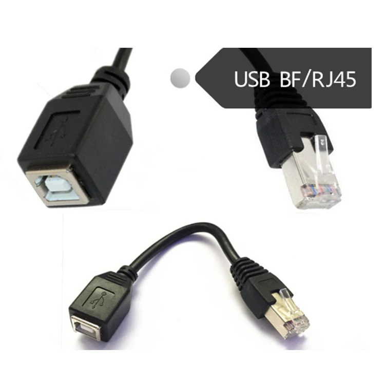 USB 2.0 B Female Jack to RJ45 Male Panel Mount Socket Printer Extension Cable 15CM