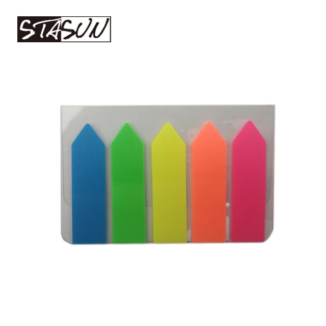 STASUN 5 fluorescent colour Arrow Plastic PET film index sticky note book mark
