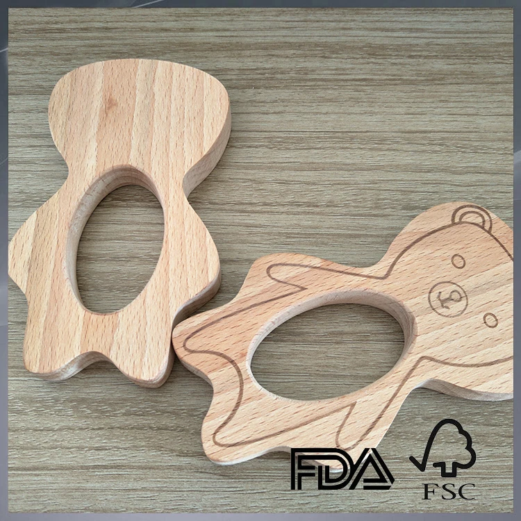 Деревянный Прорезыватель для зубов в виде медведя