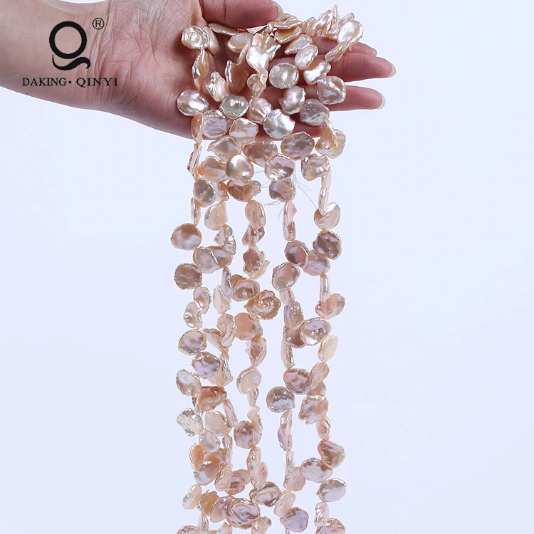 16-17mm Natural Pink Irregular Baroque Keshi Freshwater Pearl Strands