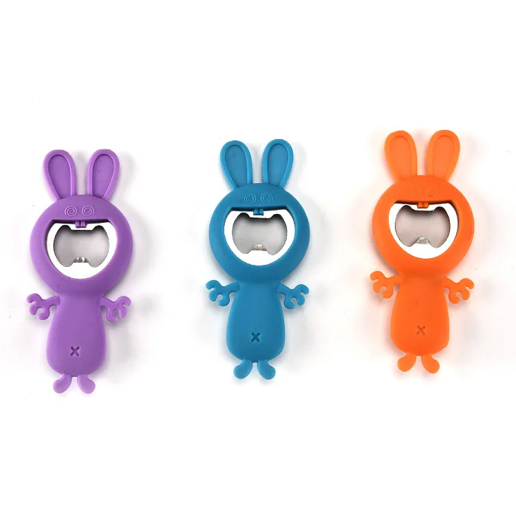 Online  New Creative Cartoon Multifunction Silicone Stainless Steel Bottle Opener Beer Fridge Openers Kitchen Tools