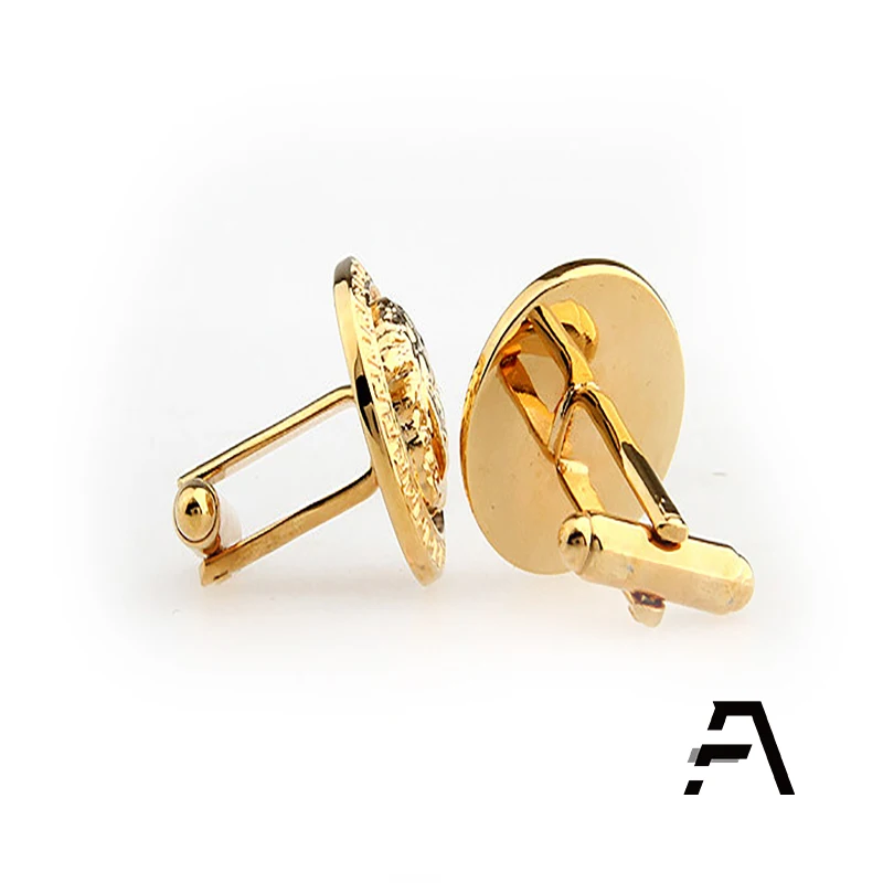 Золотые женские запонки со змеиным ворсом