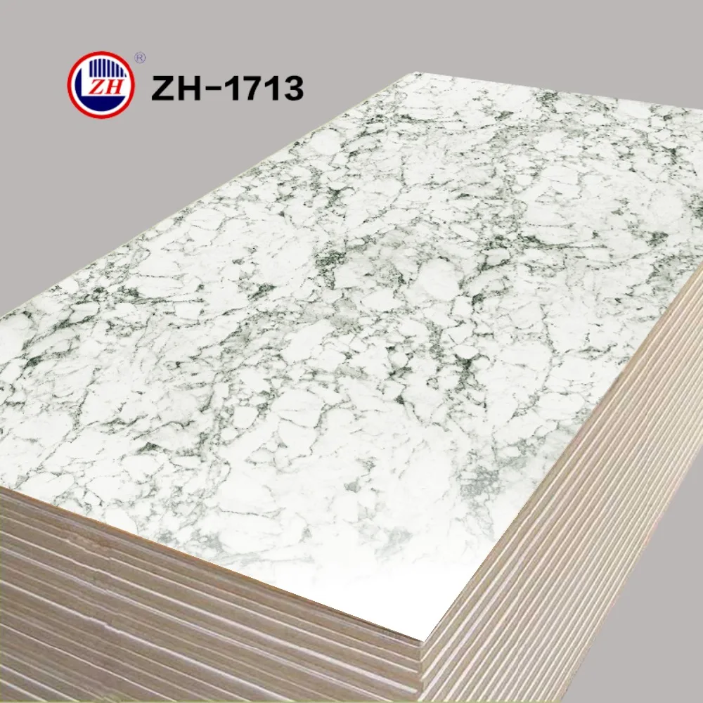 Ламинированная МДФ белая Мелани/глянцевая УФ мраморная доска с узором