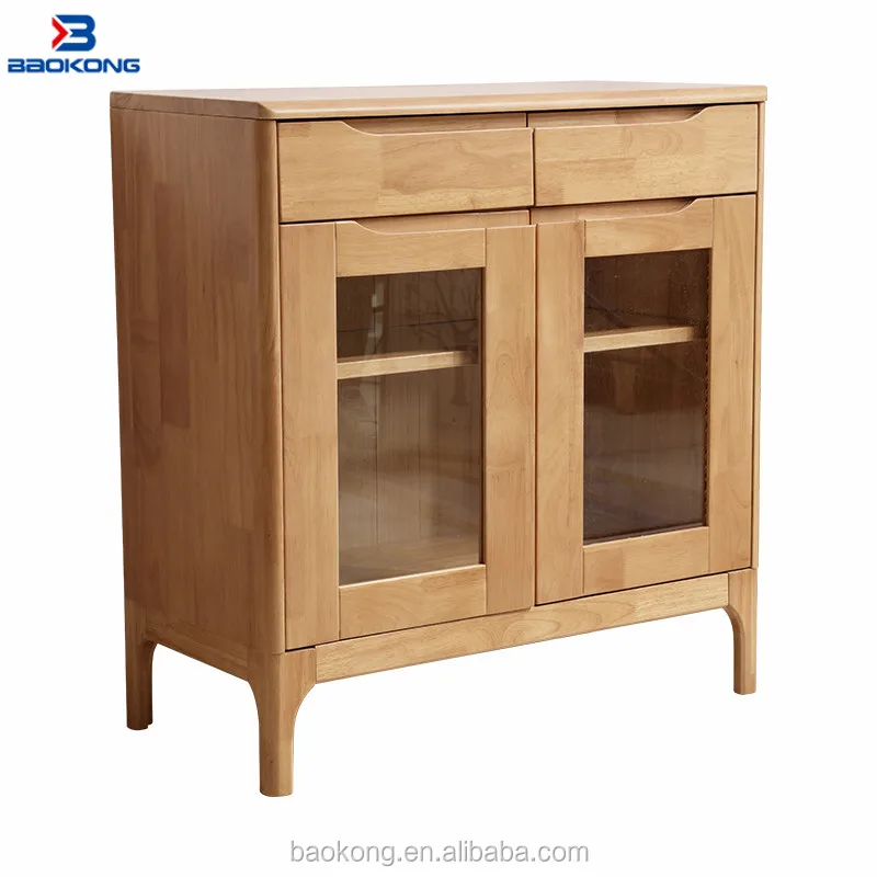 Luxury Rubber Wood Dining Room Glass Door Side Cabinet Design