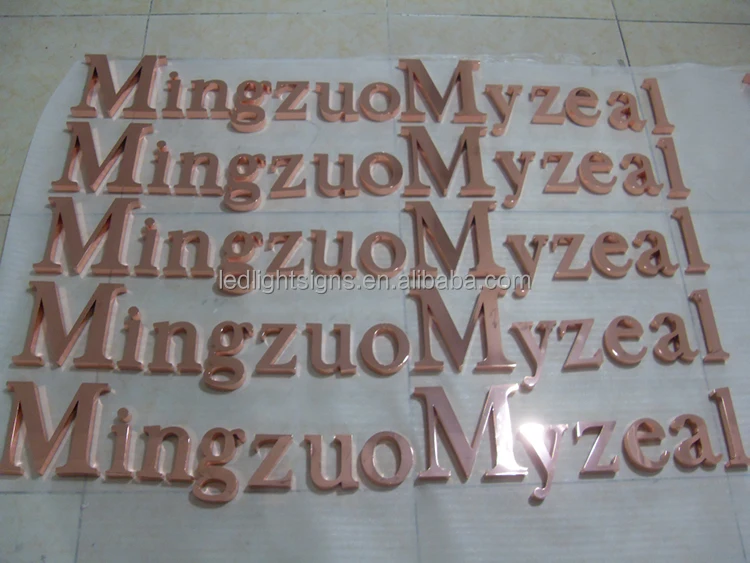 Popular rose gold titanium coating plating finish stainless steel metal light letters solar powered led signs led sign for bus