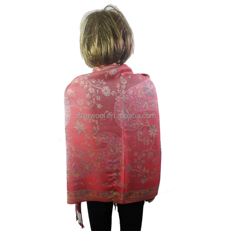 Solarwool Anti-Shrink Comfortable Fashional National Printed Merino Wool Scarf Shawl