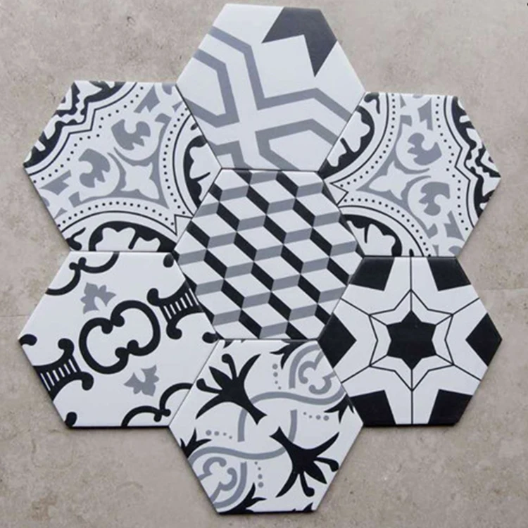 
230*200*115 Art Tile Mediterranean style Blue and White Porcelain Hex Floor Tile/Wall Tile 