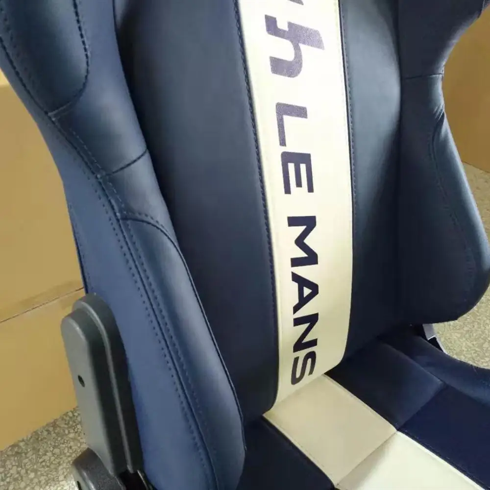Executive Racing Back Reclining Gaming Chair Blue And White PVC Leather Office Computer Seats With Arm Rest JBR2017
