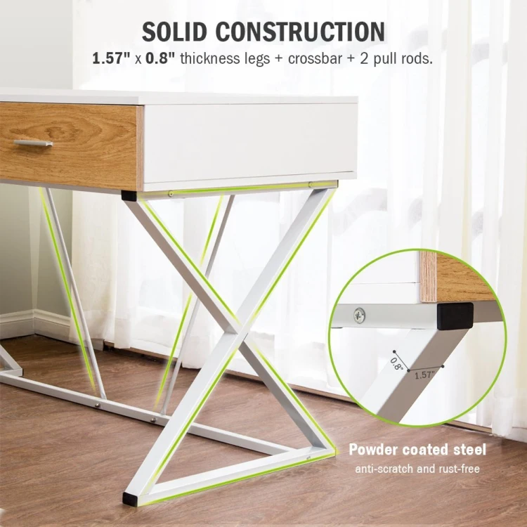 Adjustable Computer Monitor Stand Office Home Computer Desk Table with Drawer