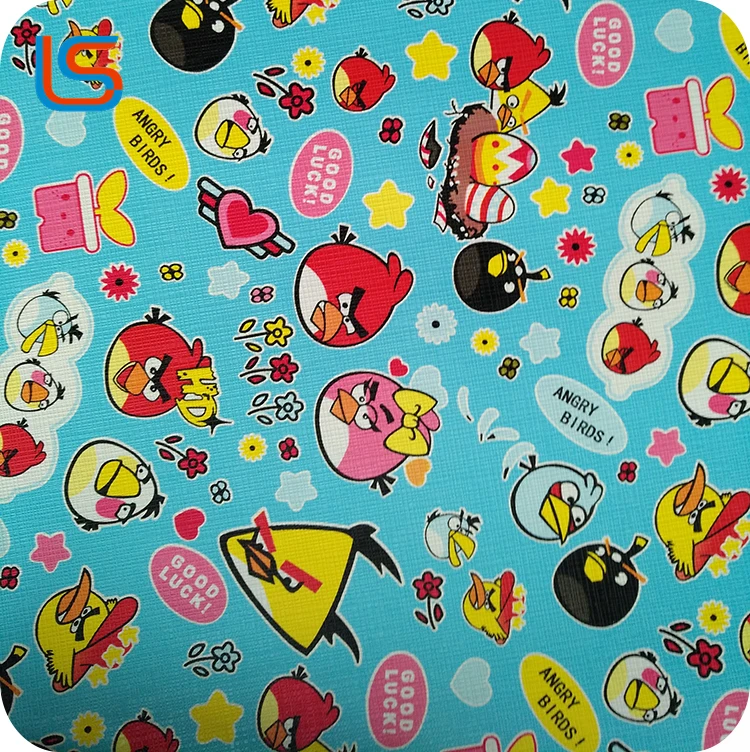 Cartoon printed by transfer film cheap pvc leather pvc synthetic leather