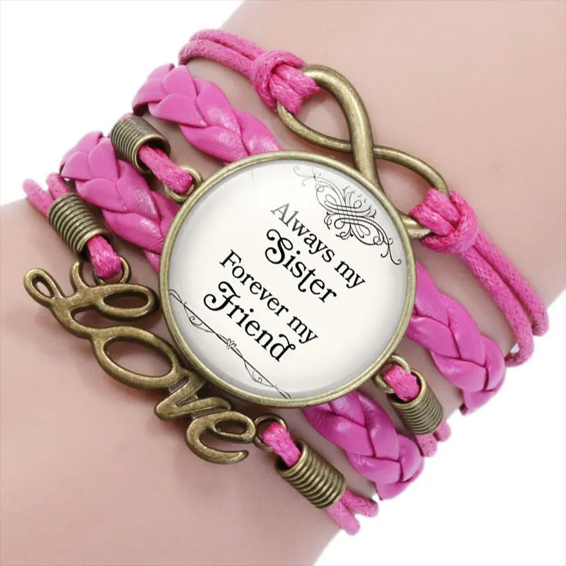 Always My Sister Forever My Friend Friendship infinity love  Multilayer Woven Bracelet for Women Fashion Sister Jewelry