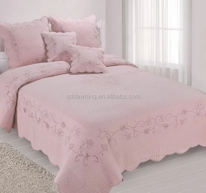 Modern fashion over sized cotton quilt bedspread wedding bed sheet set