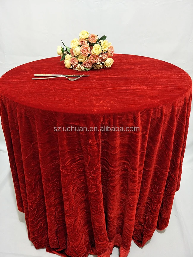 Wholesale Wedding Table Cover Red  Velvet Table Cloths Flannel Backed Tablecloth