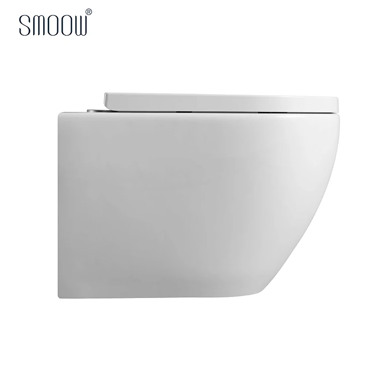 
Manufactures European modern round washdown rimless P-trap wall-hung toilet set for home hotel bathroom 