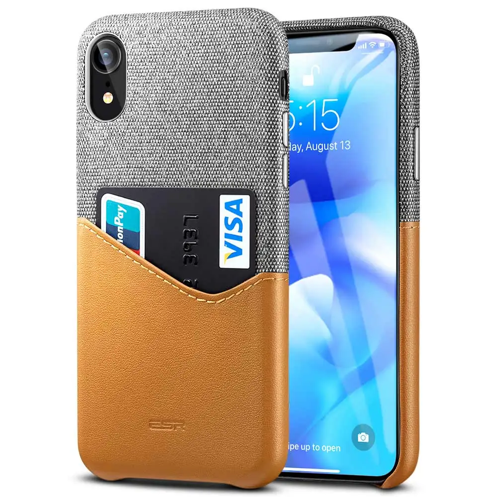 
ESR Soft Fabric Premium PU Leather Case with ID & Card Holder Slot phone case for new iPhone XR 6.1 inch 2018 