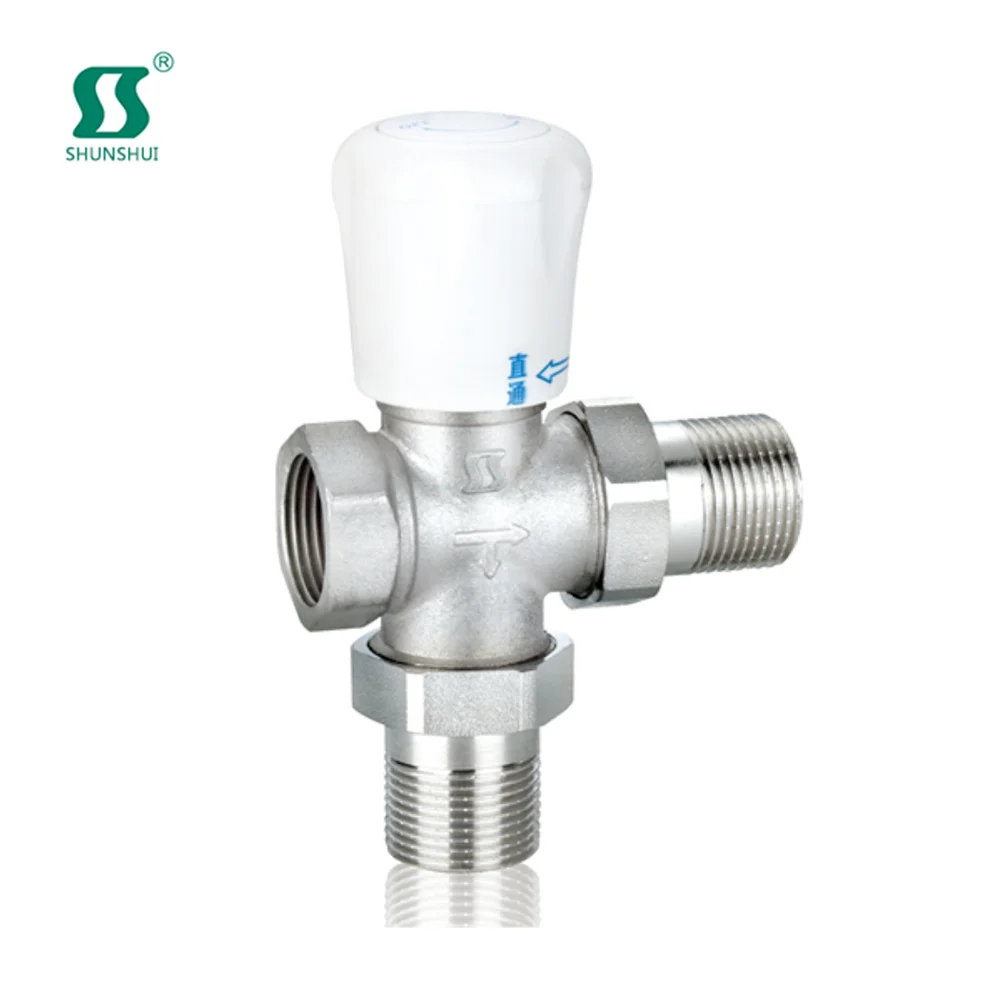 SS7010 yuhuan factory BSP NPT Brass manual thermostatic temperature control angle  straight type  valve