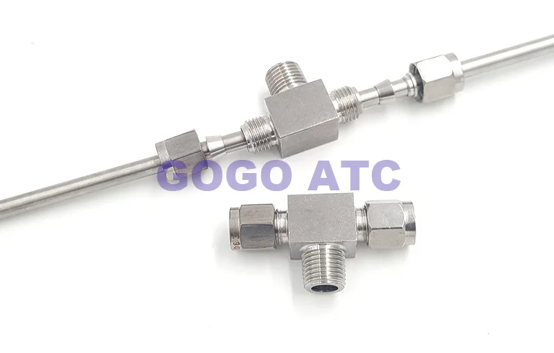 High quality Quick coupler ZG1/4-OD 10 male thread hard tube stainless steel 304 three way T type Terminal bulkhead pipe fittings