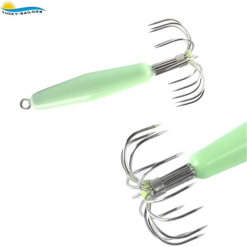 Luminous Fishing Squid Jigs  Hard Fishing Lures Fishing Hook 35g Popular for Squid