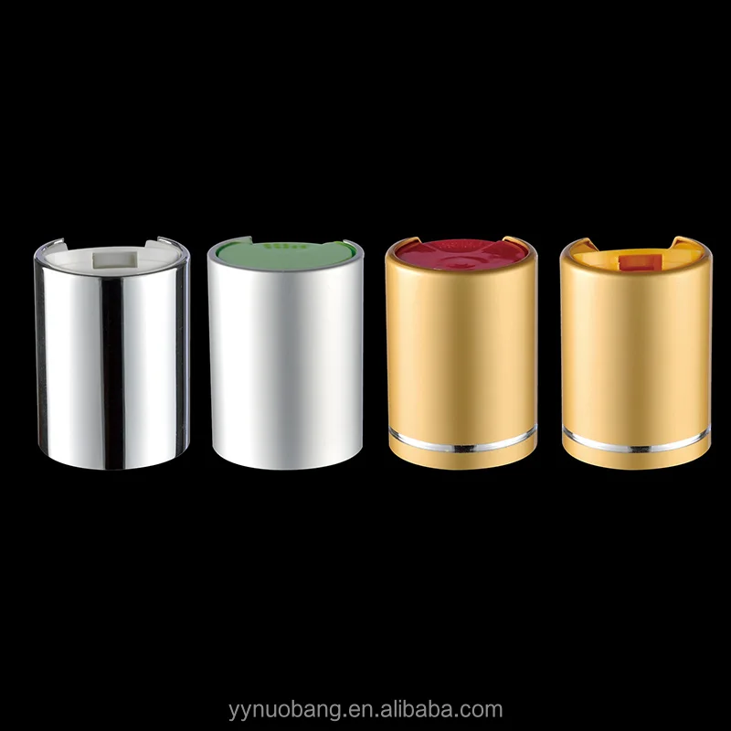 New design 24mm gold sliver  aluminium bottle usage plastic cap,disc top cap,press top cap