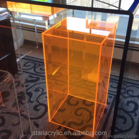 Tall Neon Orange 5 Sided Acrylic Rectangular Display Cube Perspex Plastic Plinths
