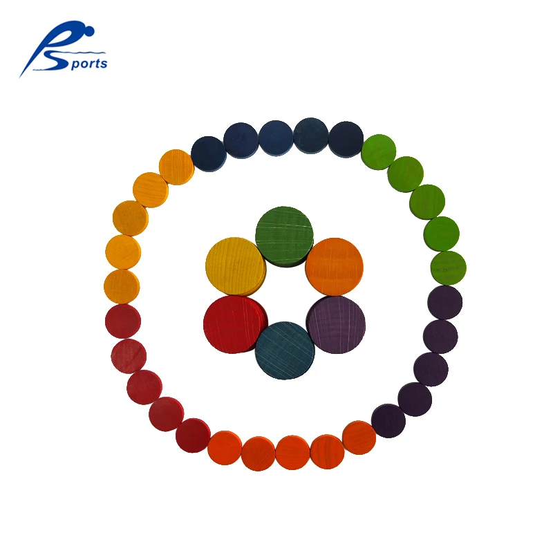
Montessori toy wood construction board colorful wooden round block 